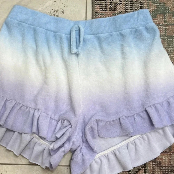 NWT Vintage Havana Ombré Blue to Purple Ruffle Terry Track Shorts Swim Cover - Picture 7 of 8